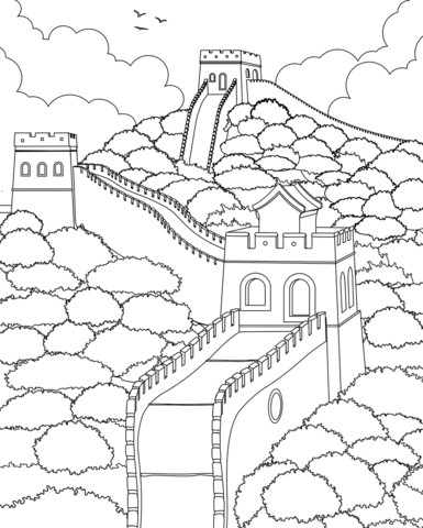 Great Wall Of China Coloring Page